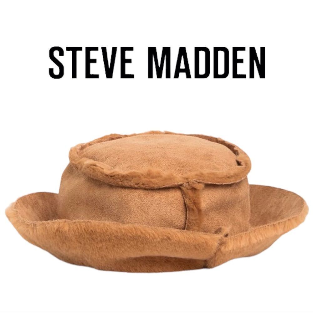 NEW Steve Madden Reversible Faux Fur Trim Bucket Cap Hat